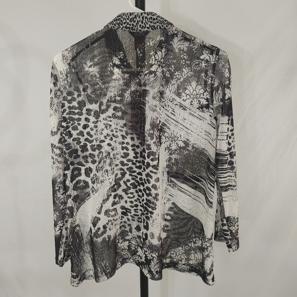 Multiples Mixed Animal Print Zip Front Jacket/Shirt Size L - Picture 8 of 13